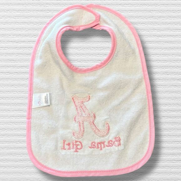 Alabama Crimson Tide “Bama Girl” Embroidered Pink Zebra Strip Bib - Picture 3 of 5